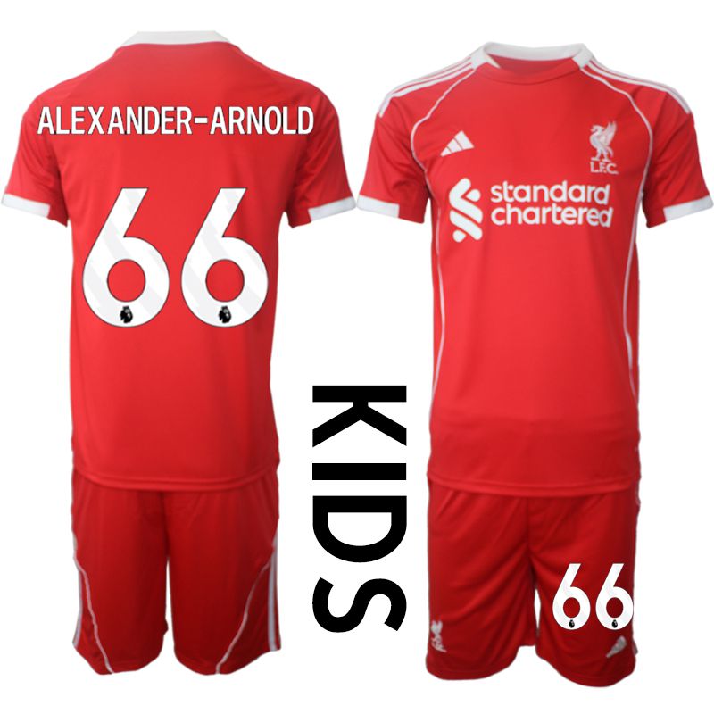 Youth 2025-2026 Season Club Liverpool home red #66 Soccer Jersey->youth soccer jersey->Youth Jersey